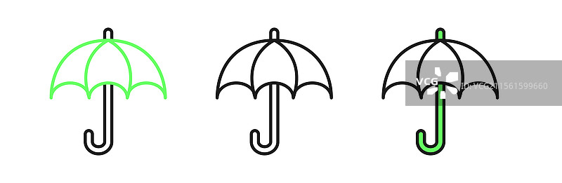 线条伞图标，孤立在白色背景上图片素材