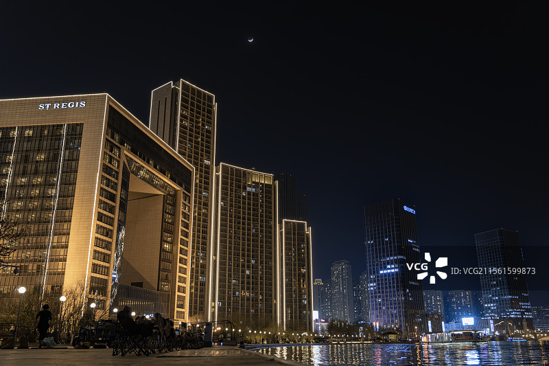 天津海河夜景图片素材