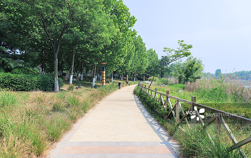 青岛西海岸新区城市阳台景区人行步道图片素材