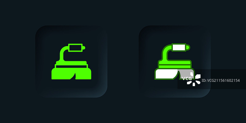 黑色背景上的绿色清洁刷图标图片素材