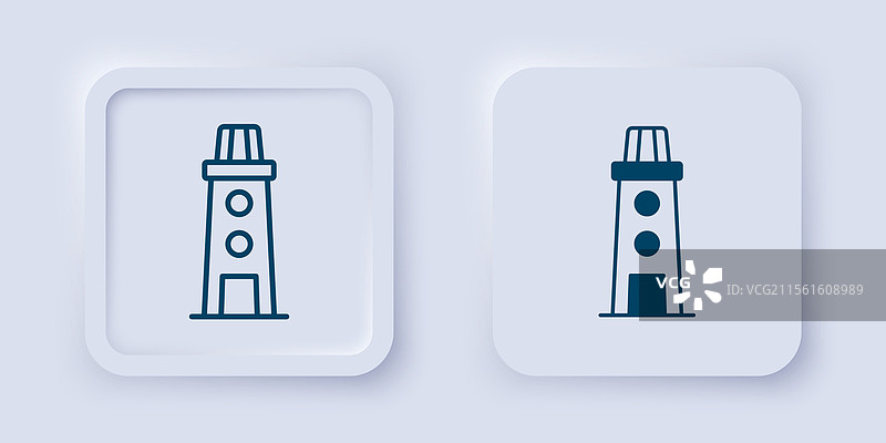 填充和轮廓灯塔图标，孤立于背景上图片素材