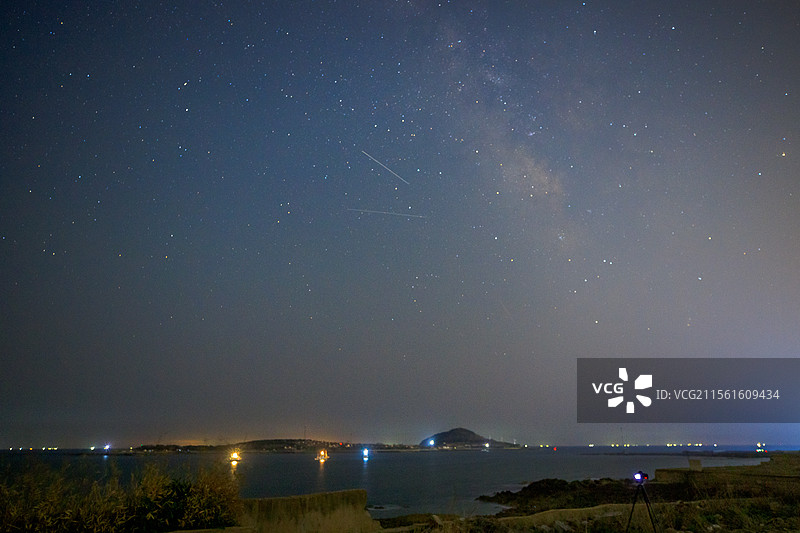 山东青岛黄岛区琅琊镇琅琊台斋堂岛星空图片素材