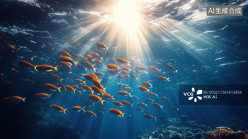 【AI数字艺术】海底深海鱼群大海水生生物珊瑚生态环境图片素材