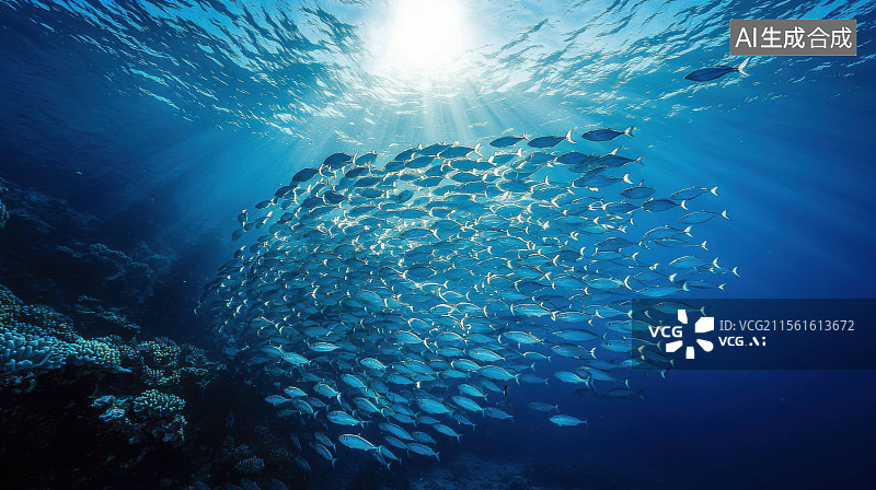 【AI数字艺术】海底深海鱼群大海水生生物珊瑚生态环境图片素材