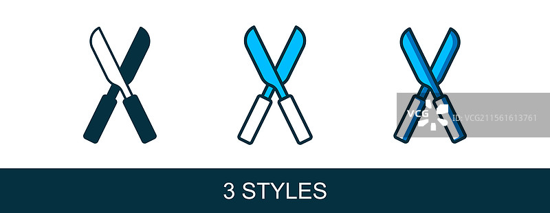 手工制作的园艺剪刀轮廓填充图图片素材