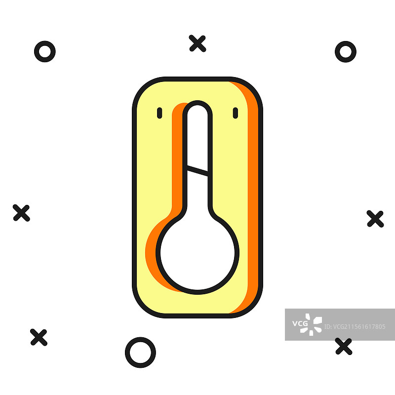 填充轮廓的咖啡温度计图标图片素材