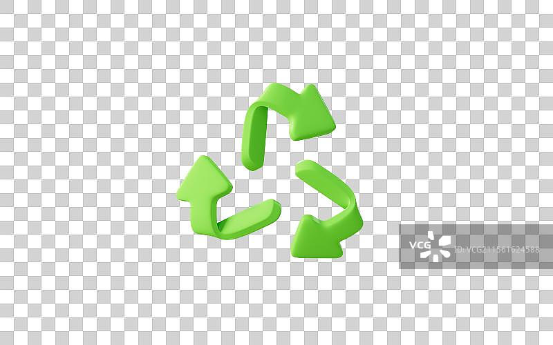绿色可回收环保标签3D渲染图片素材