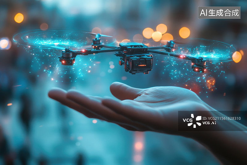 【AI数字艺术】掌控无人机未来科技图图片素材