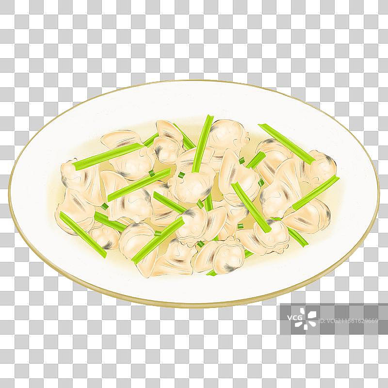 南通特色美食插画炒文蛤图片素材