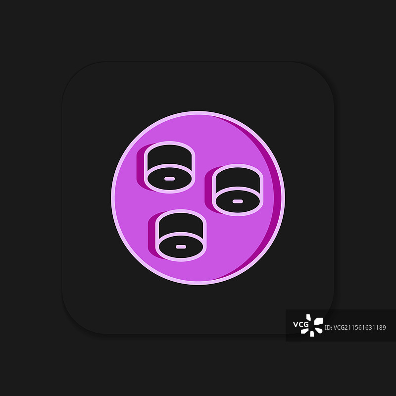 填充轮廓的寿司图标，黑色背景上独立展示图片素材