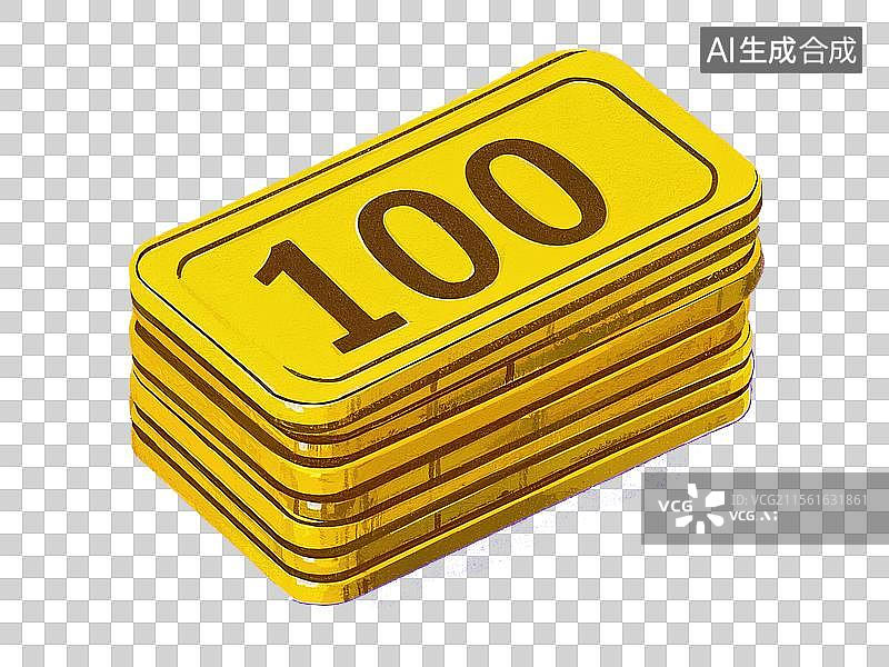 【AI数字艺术】卡通扁平风格叠放黄金筹码插图图片素材