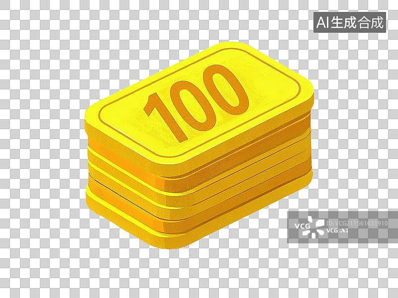 【AI数字艺术】卡通扁平风格叠放黄金筹码插图图片素材