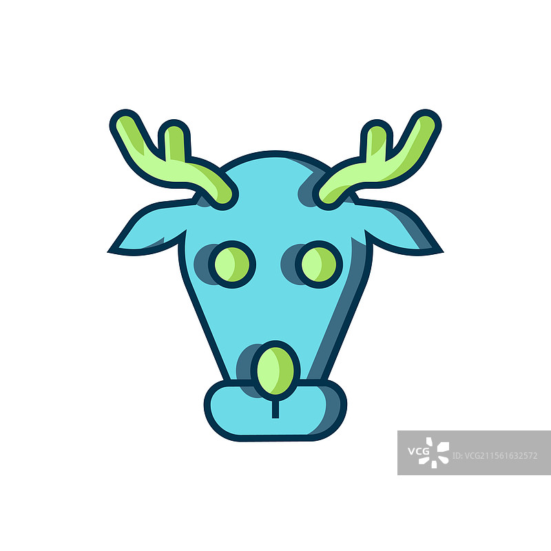 填充轮廓的驯鹿图标，背景为白色图片素材