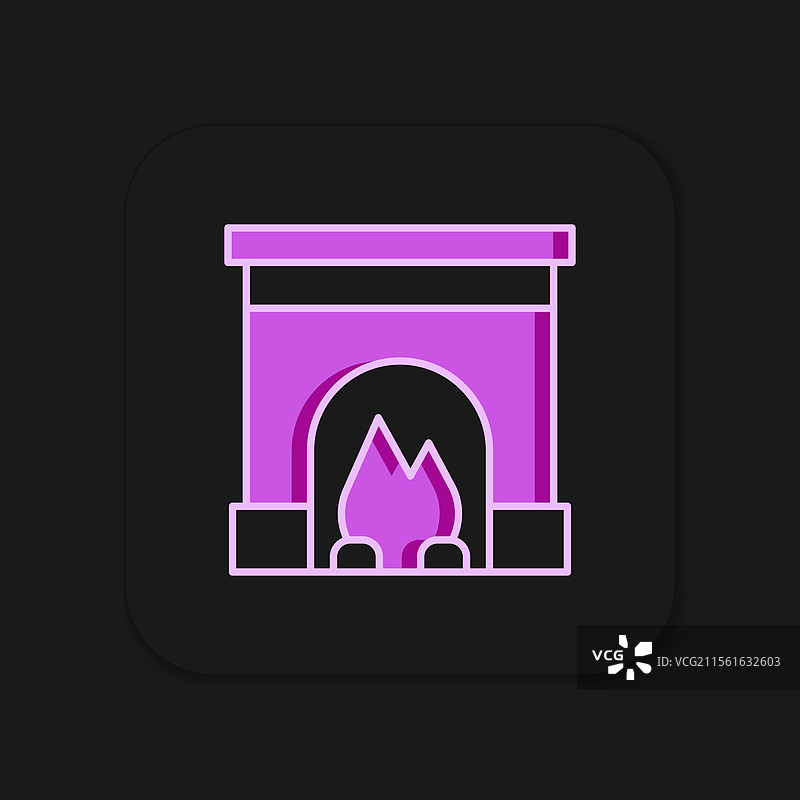 填充轮廓的室内壁炉图标，孤立展示图片素材