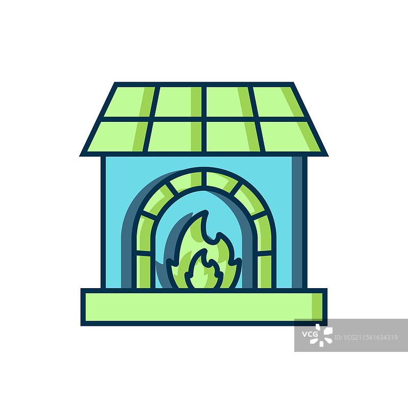 填充轮廓的铁匠炉图标，孤立在背景上图片素材