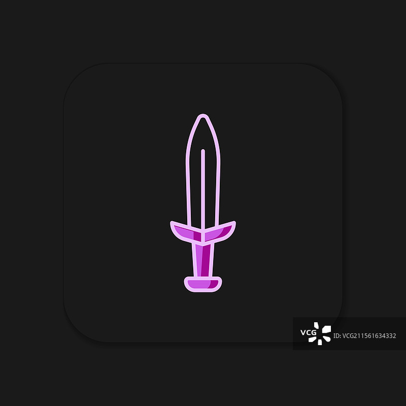 填充轮廓的中世纪剑图标，孤立于背景上图片素材