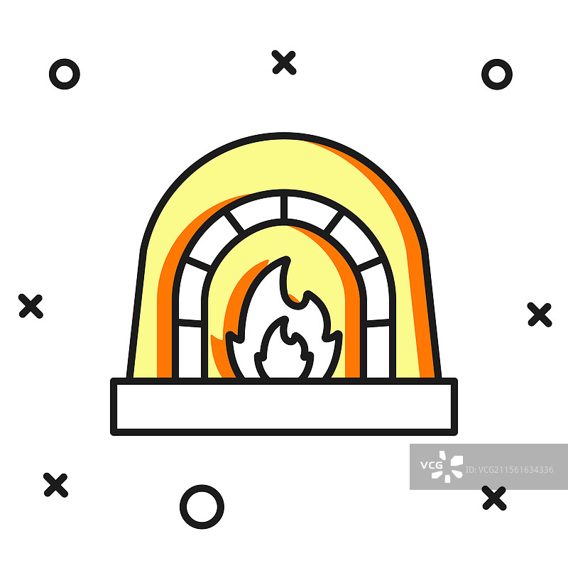 填充轮廓的铁匠炉图标，孤立在白色背景上图片素材