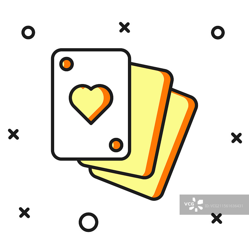 填充轮廓的扑克牌图标，孤立在背景上图片素材