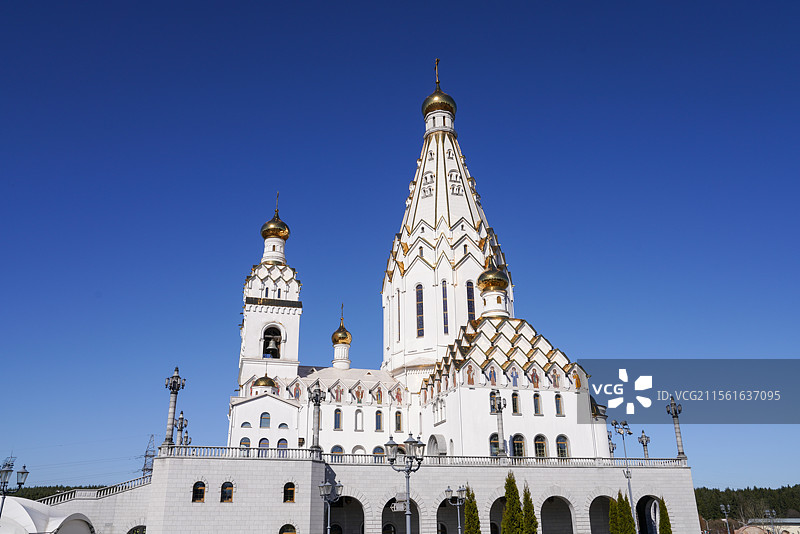 白俄罗斯 明斯克 明斯克诸圣纪念教堂 黑白教堂图片素材