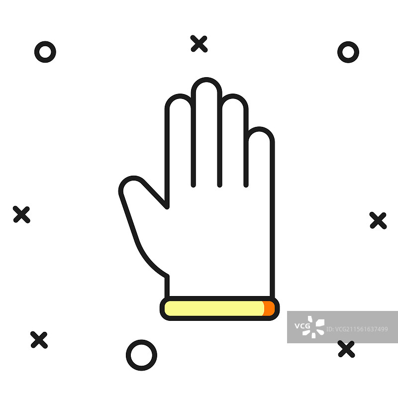 填充轮廓的橡胶手套图标，孤立在图片素材