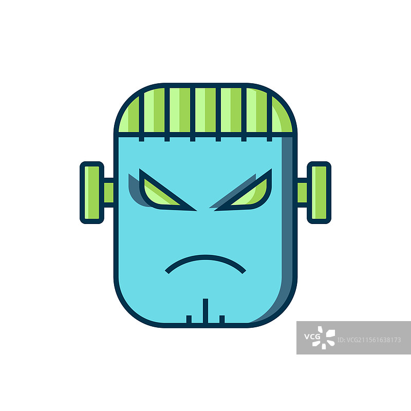 填充轮廓的可怕怪物 - 科学怪人面孔图片素材