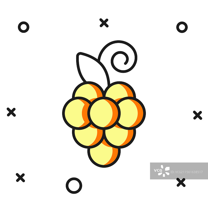 填充轮廓的葡萄柚图标，孤立在白色背景上图片素材