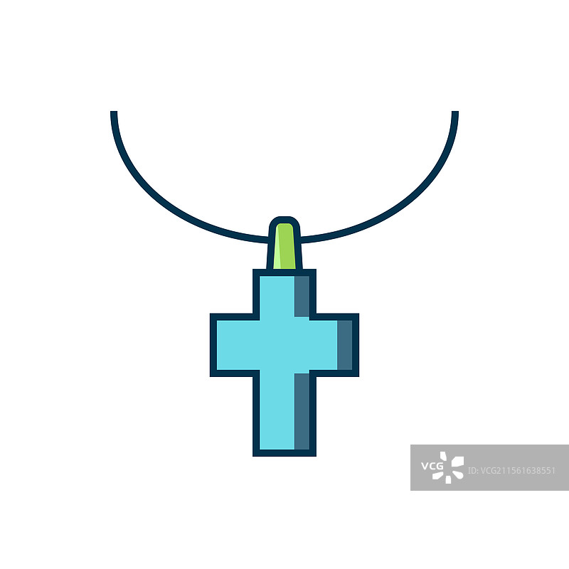 链条上的填充轮廓基督教十字架图标图片素材