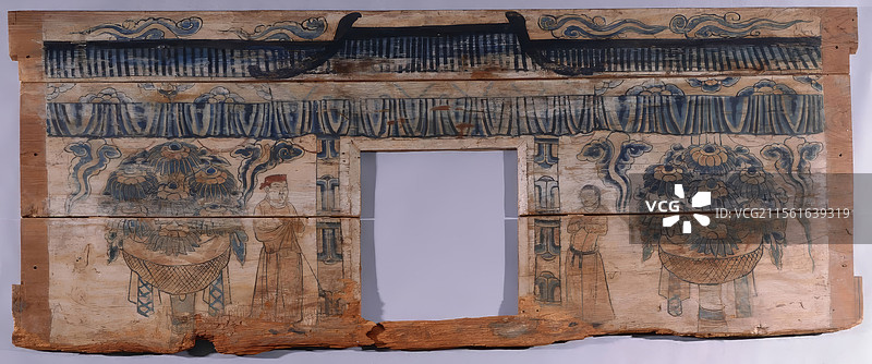 辽代，草原民族木板彩会，生活场景绘画图片素材