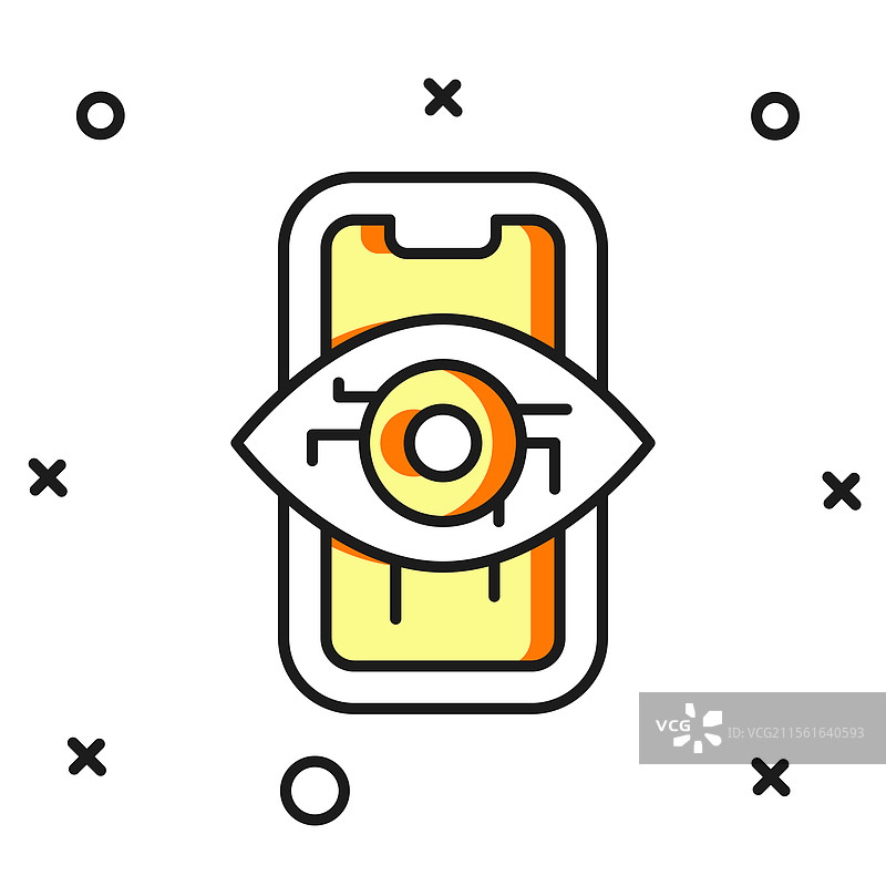 填充轮廓的计算机视觉图标，孤立于背景上图片素材