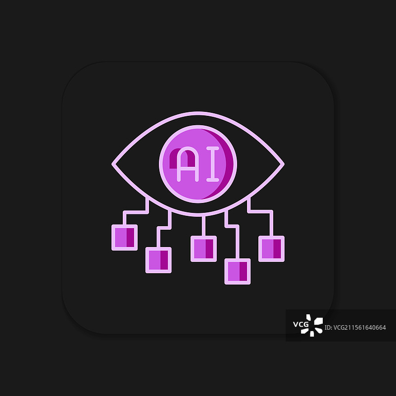 填充轮廓的计算机视觉图标，孤立于背景上图片素材