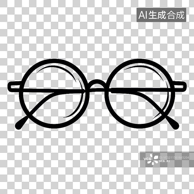 【AI数字艺术】3D渲染免扣图元素黑白线条眼镜图标图片素材