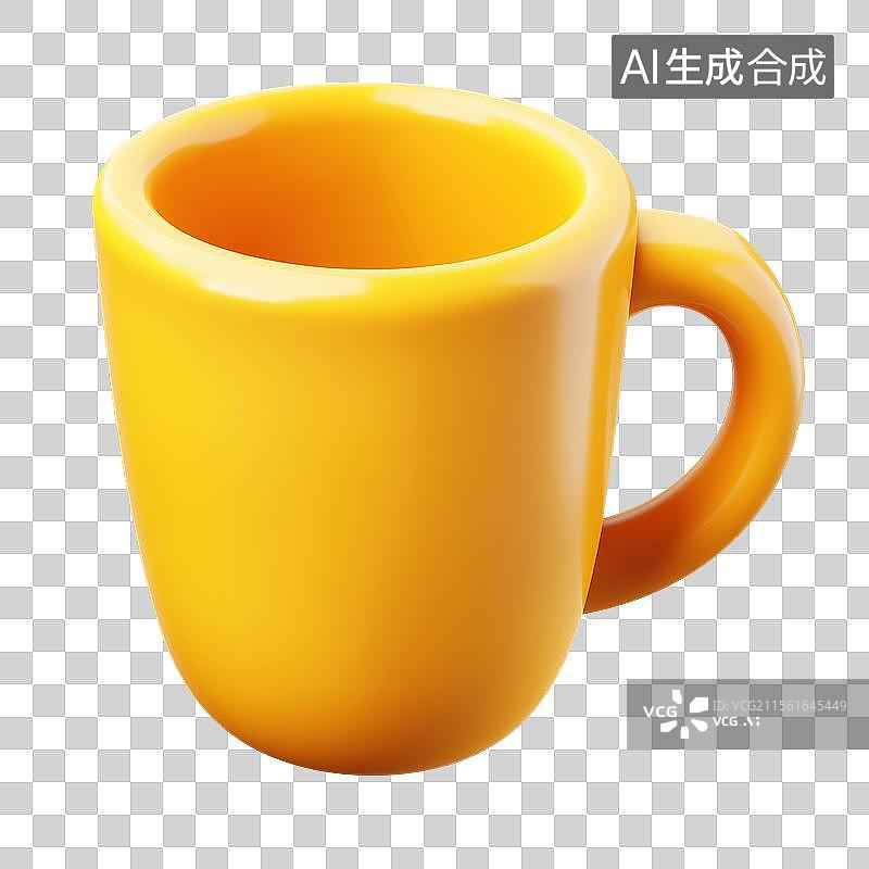【AI数字艺术】3D渲染免扣图元素黄色杯子水杯图片素材