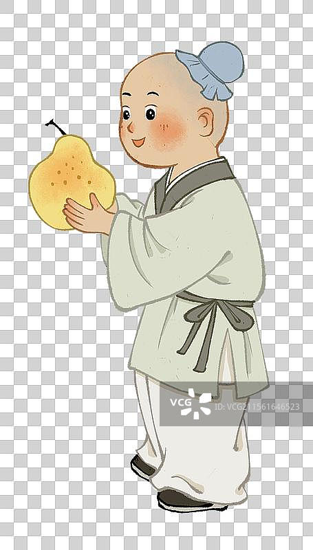 古代小男孩孔融让梨小男孩拿着梨插图元素图片素材