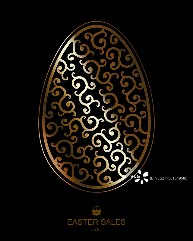 复古图案的金色复活节彩蛋图片素材