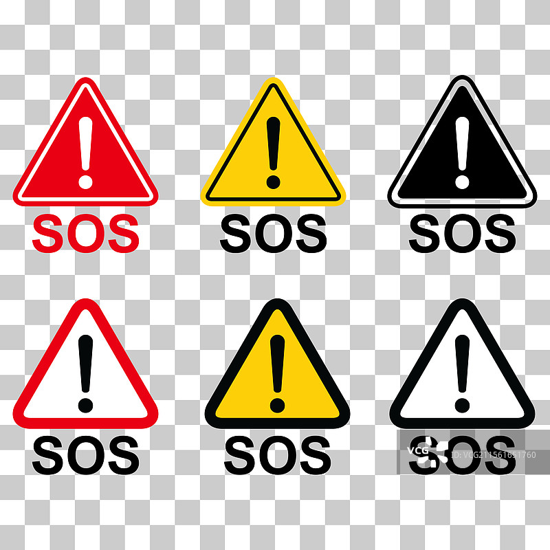 一套SOS求助图标安全支持警报设计图片素材