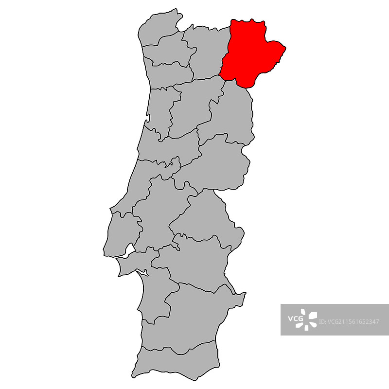 葡萄牙布拉干萨地图形状旅行网页平面图图片素材