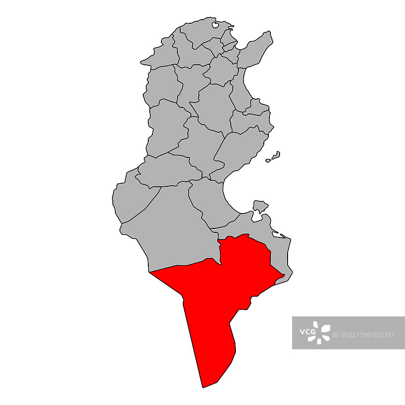 突尼斯塔塔温省地图形状图片素材