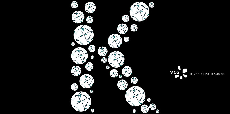 银色水晶钻石字母K图片素材