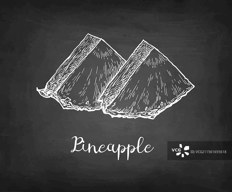 菠萝楔形的粉笔素描图片素材