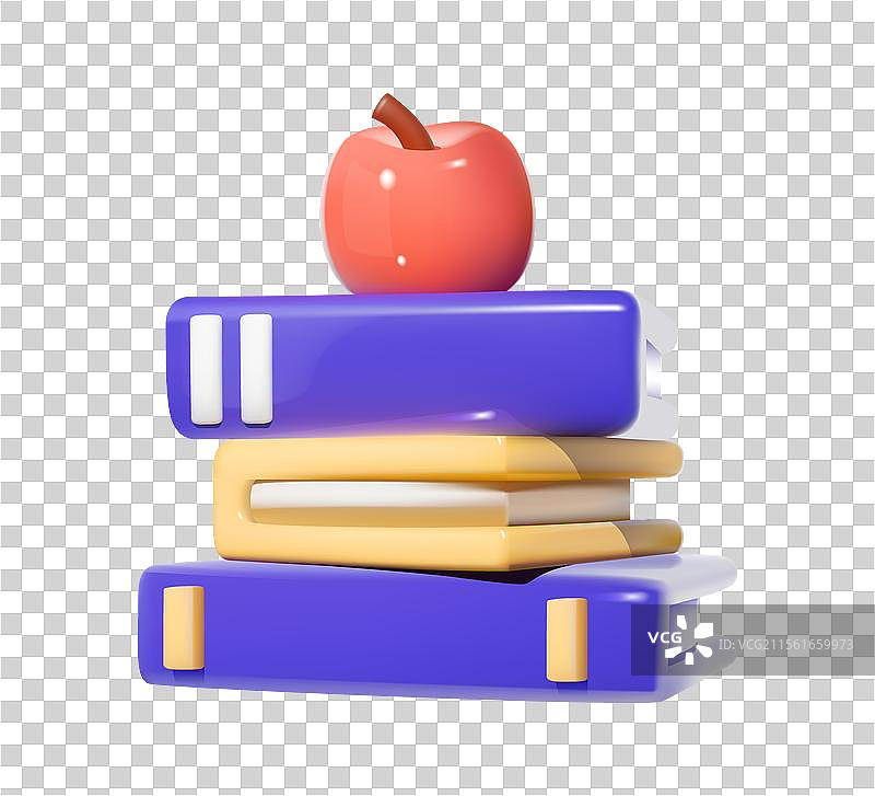 一堆书上放着一个苹果图片素材