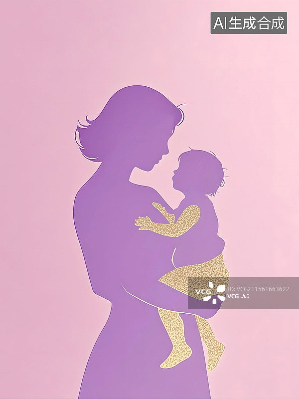 【AI数字艺术】母亲节母婴怀孕子宫健康护理母爱妈妈女性妇科幸福孩子剪影粉色健康海报图片素材