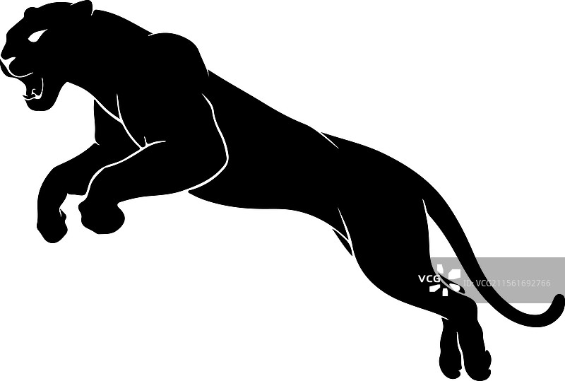 跃动的黑豹剪影 - 动态的野生动物图片素材