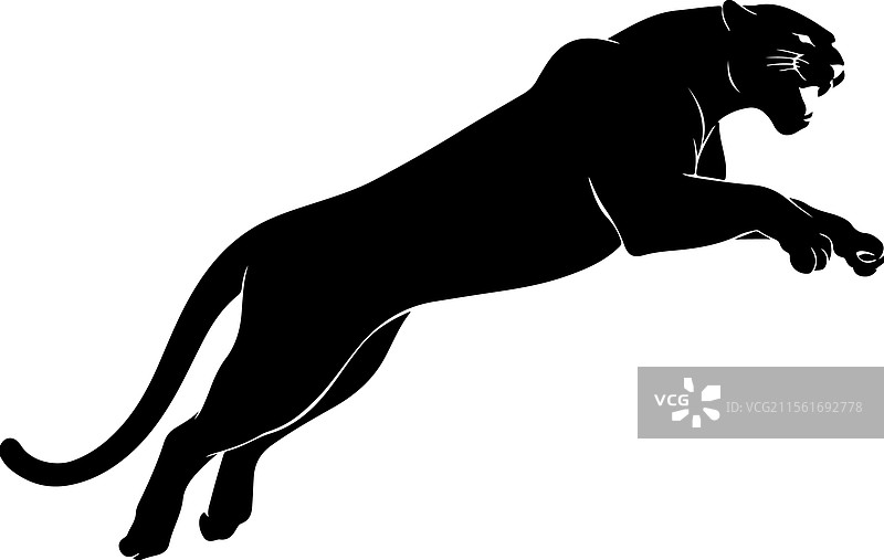 跃动的黑豹剪影 - 动态的野生动物图片素材
