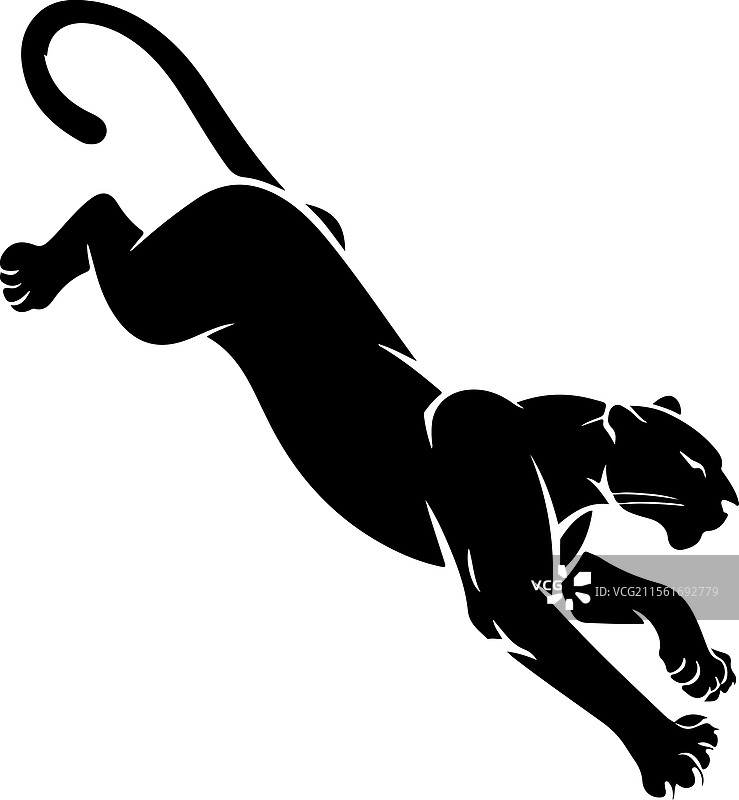 跃动的黑豹剪影 - 动态的野生动物图片素材