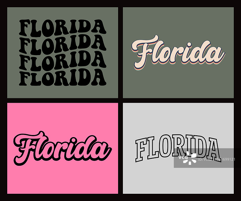佛罗里达州文字T恤设计图片素材