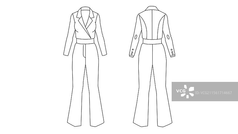 西装外套和宽腿裤的草图图片素材