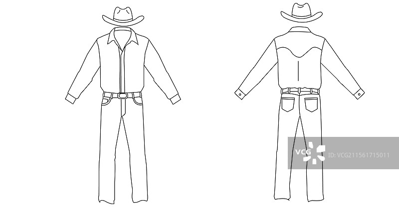 牛仔服装技术草图图片素材