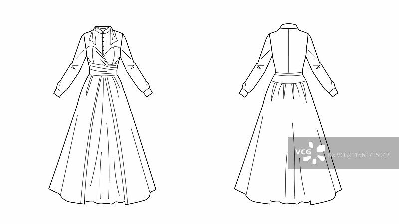 喇叭裙技术草图图片素材