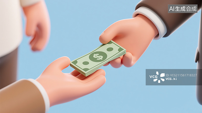 【AI数字艺术】卡通人物现金交易图片素材