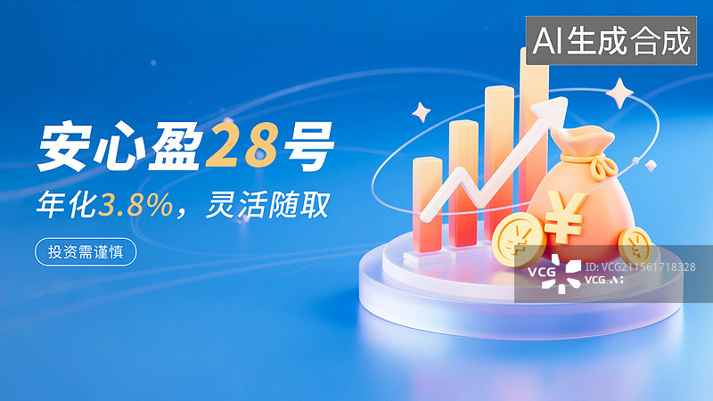 【AI数字艺术】理财产品增长图与钱袋海报图片素材